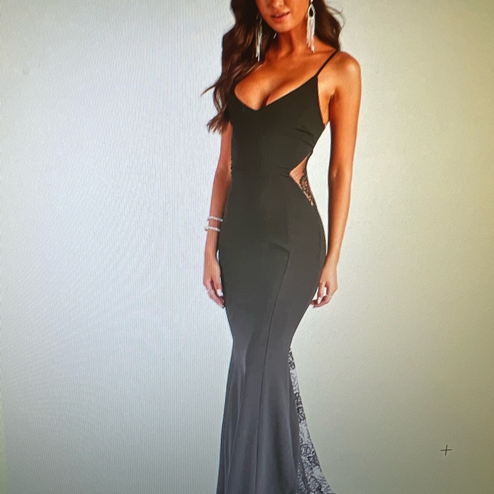 Lace black mermaid dress prom